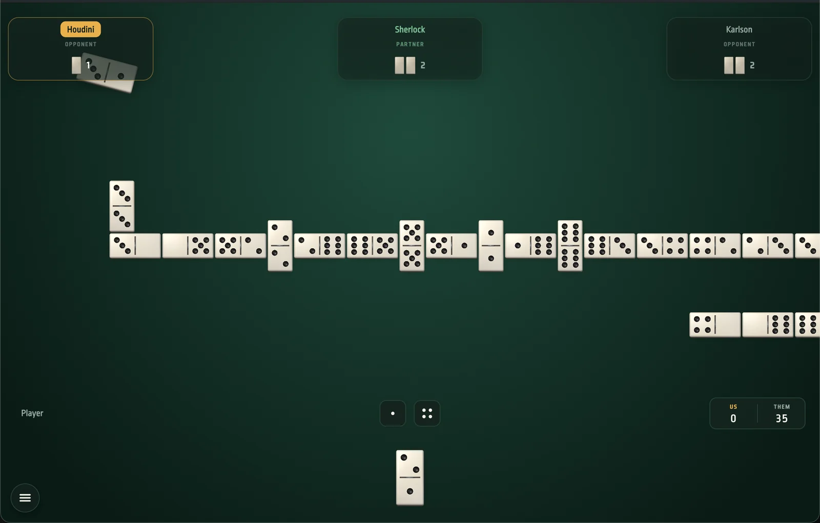 Domino running on a Mac, a chain running the width of the table